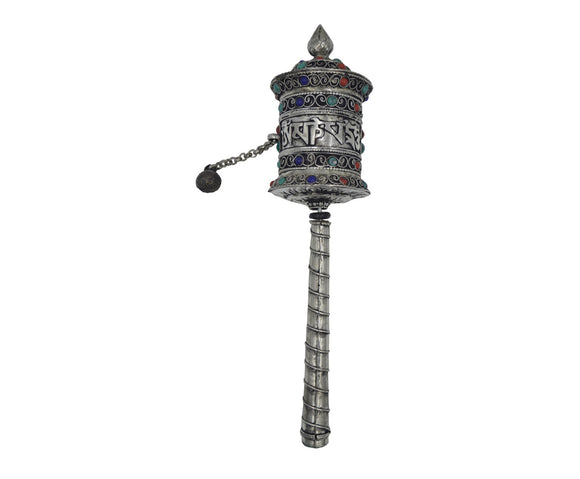 Silver Tibetian Hand Held Prayer Wheel-CS-MANE-S1