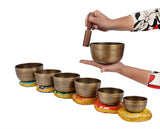 Tibetan Set of 7 Chakra Meditation Singing Bowl