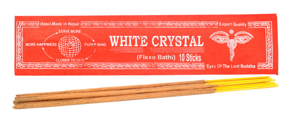 White Crystal Incense Tibetan Meditation Joss Incense Sticks -Pack of 10