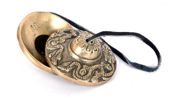 Tibetan Buddhist Hand Bells Tingsha cymbals with Dragon Embossed(KTM-TING1037-S)