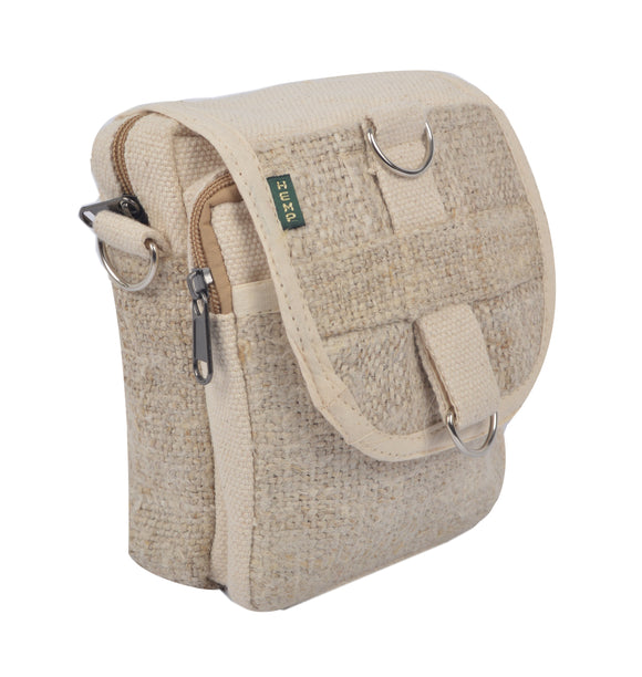 Hemp Unisex Multi Purpose Mini Shoulder Travel Bag with Belt Loop (DT-BAG-1041NRL)