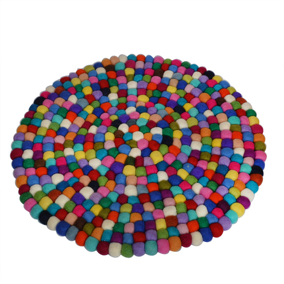 Bermoni Multicolored Felt Ball 50 x 50 cm Round Exercise Yoga Mats  FELT-1120MLT-BIG