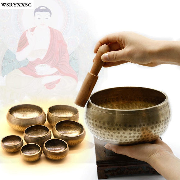 7 Sizes Copper Meditation Singing Bowl Tibetan Yoga Singing Bowl Himalayan Hand Hammered Chakra Meditation Massage Home Ornament