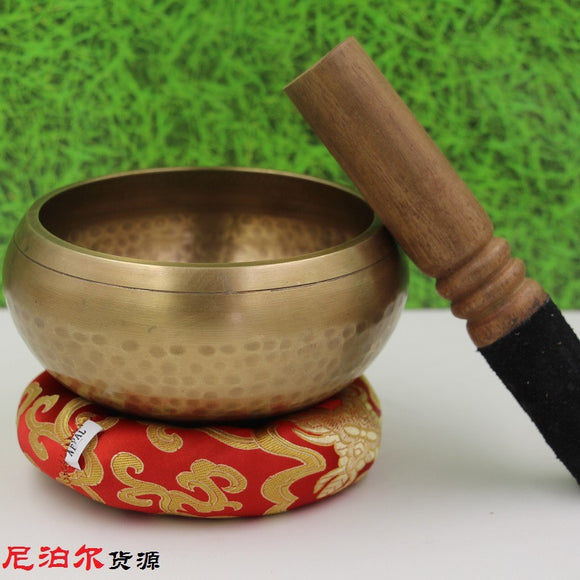 8cm Copper Buddha Sound Bowl Alms Bowl Yoga Chinese Tibetan Meditation Singing Bowl With Hand Stick Metal Crafts GPD8121