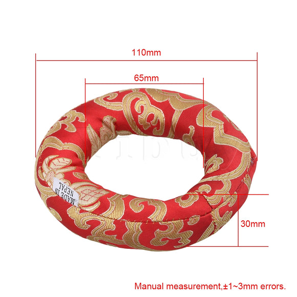 11cm Small SizeYibuy Red Round Ring Silk Tibetan Buddhist Singing Bowl Cushion Pillow for 8-11cm Singing Bowl